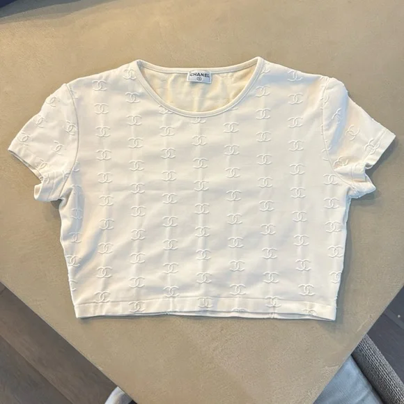 CHANEL | Tops | Chanel 99s2000s Cc Embroidered Cropped CHANEL | Tops | Chanel 99s2000s Cc Embroidered Cropped
